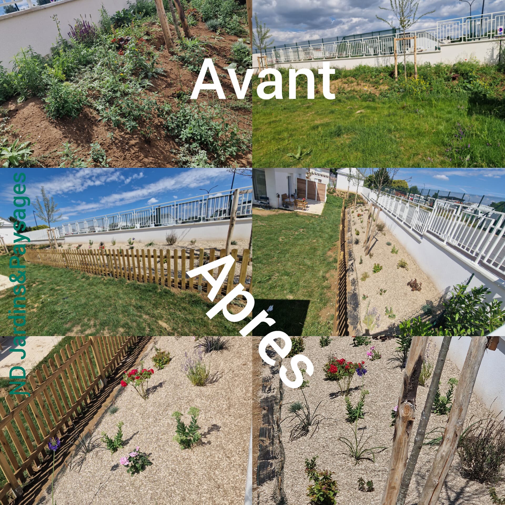 Création, pose de clôture en bois et plantation de plantes